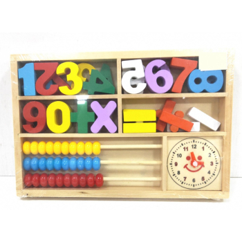 Drewniany zestaw edukacyjny 3w1 dla dzieci 3+ Nauka matematyki i zegara